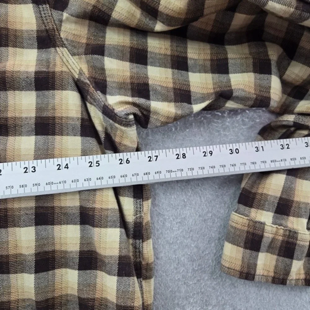 Carhartt Men Button Up Shirt 2XL Beige Plaid Flannel Relaxed‎ Fit Rugged Flex